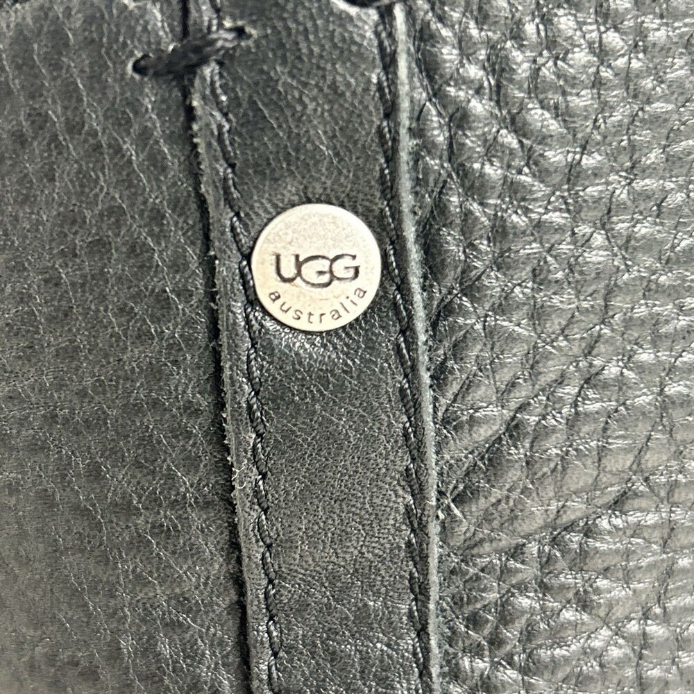 UGG Bellevue Moto Boots Women’s Sz 9 Black Leather Shearling Zip Buckle 5745 - Picture 7 of 11
